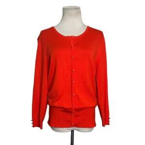 Premise red buttoned crew neck 3/4 sleeves cardigan size L